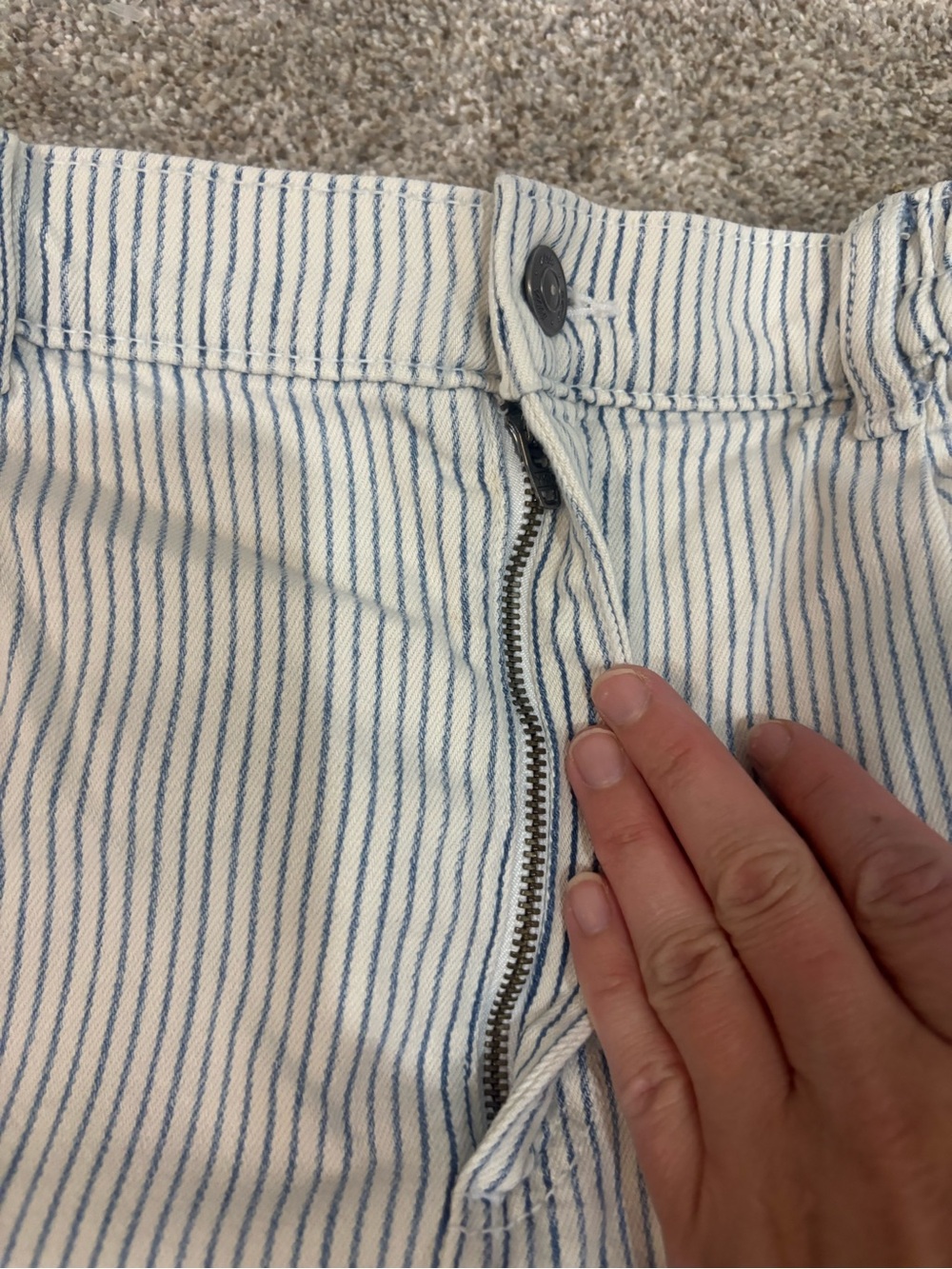 Aerie Blue & White Striped Chambray Casual Shorts Size Large Summer Beachy - Picture 10 of 11